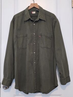 Levi’s Red Tab Olive Green Utility Button Down Shirt Size L